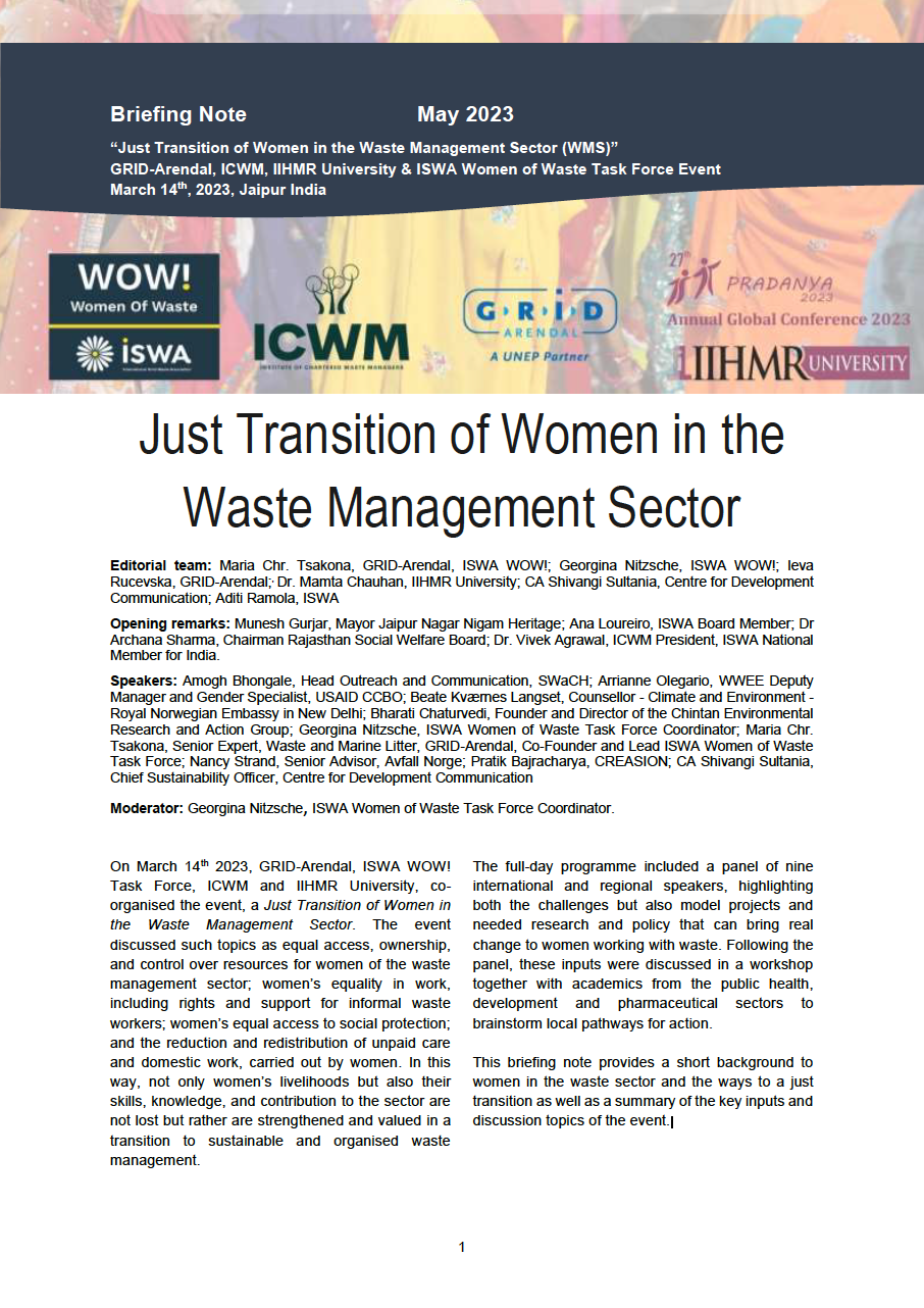 Just Transition of Women in the Waste Management Sector