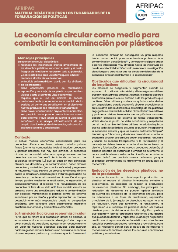 La economía circular como medio para combatir la contaminación por plásticos (ES)