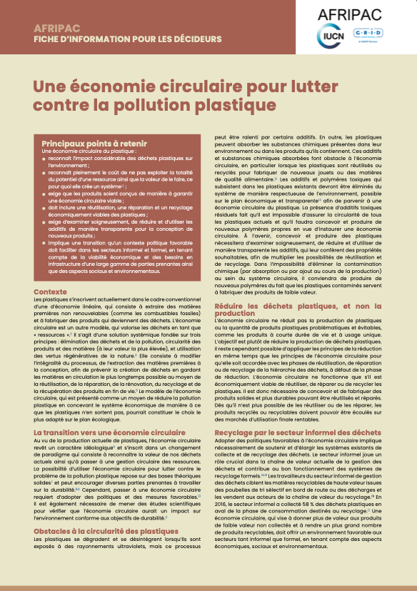 Une économie circulaire pour lutter contre la pollution plastique (FR)