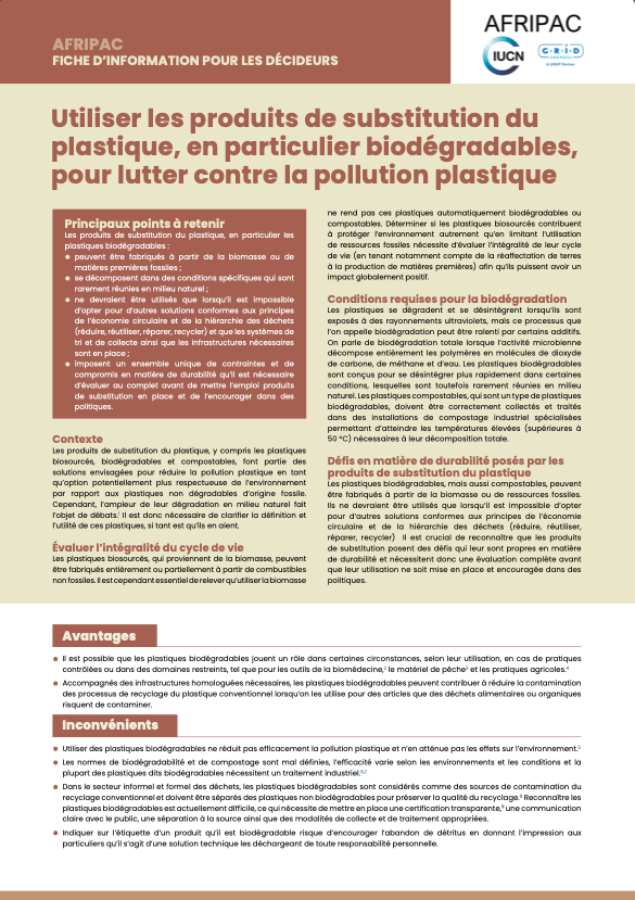 Utiliser les produits de substitution du plastique, en particulier biodégradables, pour lutter contre la pollution plastique (FR)