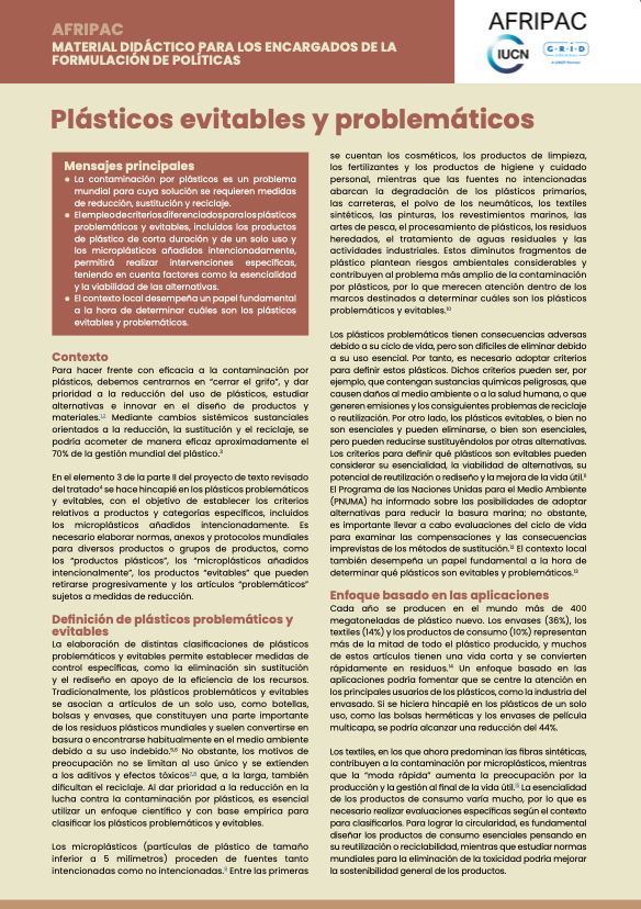 Plásticos evitables y problemáticos (ES)