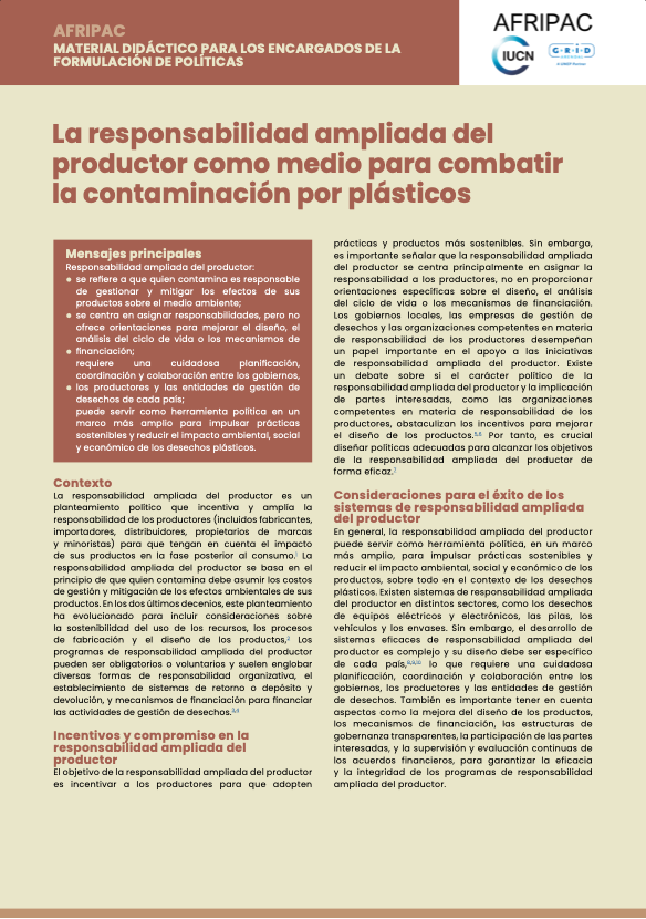 La responsabilidad ampliada del productor como medio para combatir la contaminación por plásticos (ES)